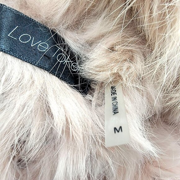 Love Taken 100%  Rabbit fur  Long vest With Textured Knit Sides  Size M - Picture 15 of 16